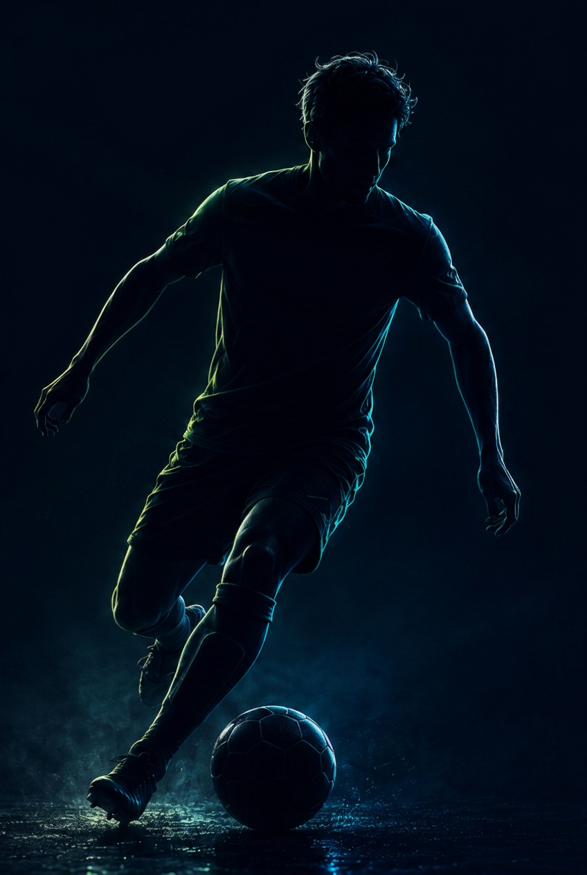Fußballspieler in dynamischer Bewegung